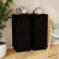 Casa Giardino Credenze 2 pz Nero 31.5x34x75 cm Legno massello Pino