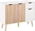 Credenza HOMCOM Mobiletto Multiuso in con Cassetto cm Color Armadietti Credenza Stile Nordico 90 x 30 x 72 Bianco Legno Legno per Camera Soggiorno Studio