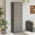 Armadio da giardino in polyrattan 59 40 180 cm in acciaio verniciato a polvere e maniglie delle porte in di acacia massiccio con 4 scomparti design impermeabile telaio x x grigio legno