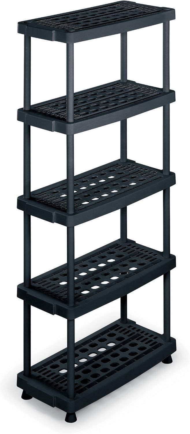 Scaffale 8040 5 Scaffale Modulare con 5 Ripiani da Interno Esterno. Materiale Plastica Dimensioni 79x39x176 cm