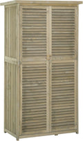 Armadio Outsunny Casetta Attrezzi Giardino in di Abete e Pino Tetto Impermeabile con 4 Scompartimenti Armadio da Esterno Porta Attrezzi da Giardino 87 x 46.5 x 160cm Grigio Legno