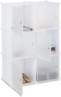 Relaxdays Scaffale Componibile con Cubi 6 Ante Divisorio per Soggiorno Fai da Te Bianco HxLxP 105x70x35 cm