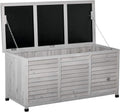 Contenitore Outsunny Baule da Esterno in di Abete cm Base Rialzato Coperchio Cassapanca Contenitore da Esterno Impermeabile 127 x 56 x 60 Legno Grigio